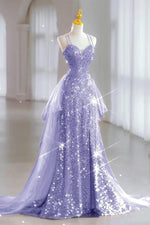 Load image into Gallery viewer, Sequin Tulle Glitter Lace Up Back Prom Dress
