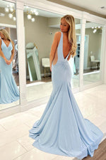 Load image into Gallery viewer, V-neck High Slit Prom Dress
