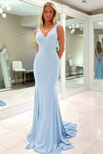 Load image into Gallery viewer, V-neck High Slit Prom Dress