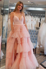 Load image into Gallery viewer, Ruffle Tiered Slit Prom Dress