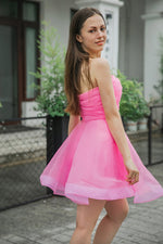 Load image into Gallery viewer, A-Line Light Pink Strapless Homecoming Dress
