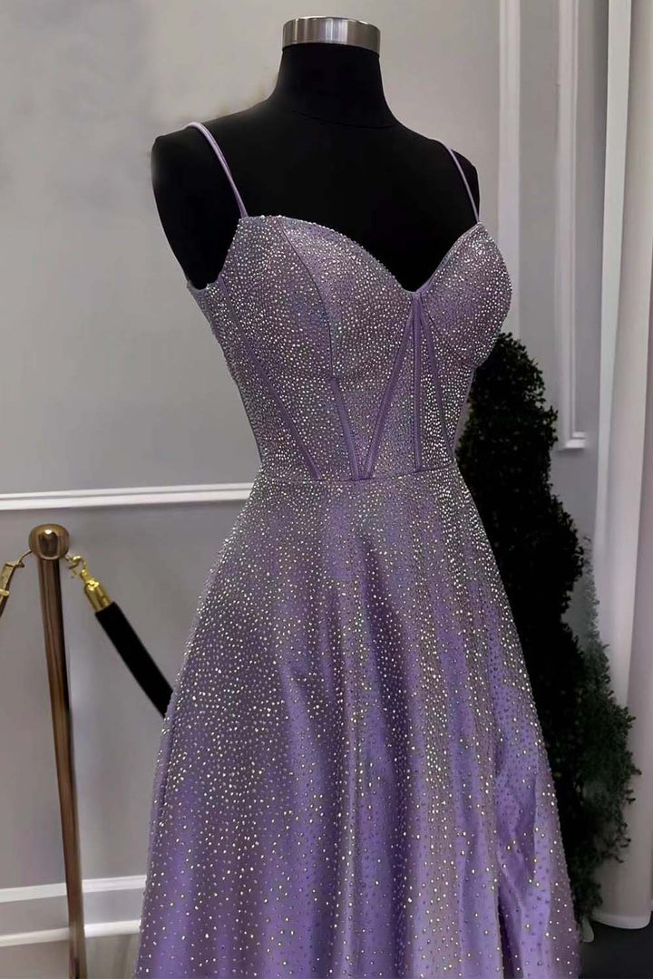 A-Line Corset Beaded Prom Dress