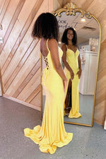 Load image into Gallery viewer, Fitted Beaded Corset Bodice Prom Dress with Slit