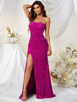 Load image into Gallery viewer, Sweetheart Slit Sequin Prom Dress