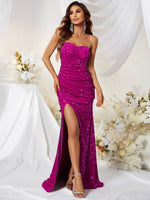 Load image into Gallery viewer, Sweetheart Slit Sequin Prom Dress