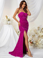 Load image into Gallery viewer, Sweetheart Slit Sequin Prom Dress