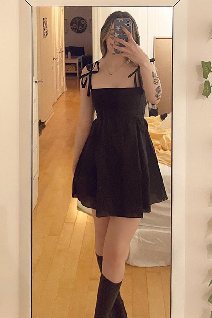 Shoulder Straps A-Line Mini Dress
