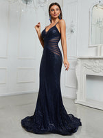 Load image into Gallery viewer, Navy Mermaid Prom Evening Dress