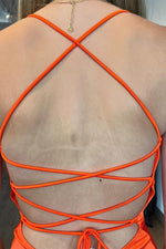 Load image into Gallery viewer, Orange Backless Homecoming Dress
