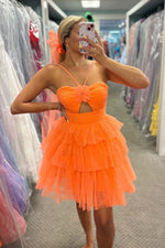 Load image into Gallery viewer, A-Line Tulle Halter Homecoming Dress with Keyhole