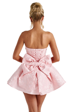 Load image into Gallery viewer, Strapless Floral Short Homecoming Dress with Bow