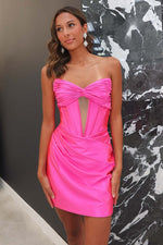 Load image into Gallery viewer, Strapless Corset Tight Homecoming Dress with Keyhole