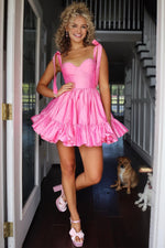 Load image into Gallery viewer, Cute Straps Ruffle Homecoming Dress