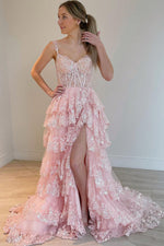 Load image into Gallery viewer, Slit Ruffle Prom Dress with Sequin