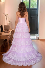 Load image into Gallery viewer, Corset Bodic Ruffle Prom Dress with Appliques