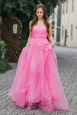 Load image into Gallery viewer, Strapless Long Pink Prom Dress