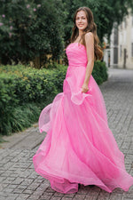 Load image into Gallery viewer, Strapless Long Pink Prom Dress