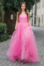 Load image into Gallery viewer, Strapless Long Pink Prom Dress
