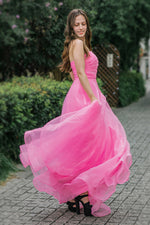 Load image into Gallery viewer, Strapless Long Pink Prom Dress