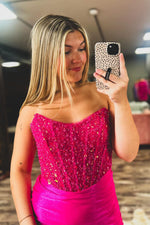 Load image into Gallery viewer, Strapless Corset Beaded Homecoming Dress