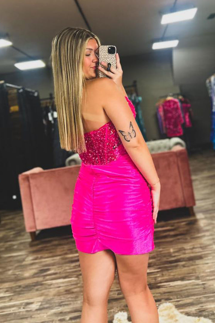 Strapless Corset Beaded Homecoming Dress