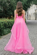 Load image into Gallery viewer, Strapless Long Pink Prom Dress