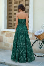 Load image into Gallery viewer, Sheer Mesh Panels Corset Bodice Prom Dress