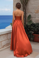 Load image into Gallery viewer, Irregular Satin Strapless Prom Dress