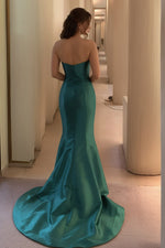 Load image into Gallery viewer, Mermaid Dark Green Satin Prom Dress