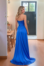 Load image into Gallery viewer, Strapless Side Slit Prom Dress with Beads