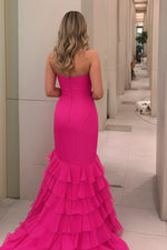 Load image into Gallery viewer, Strapless Mermaid Prom Dress with Ruffle Hem