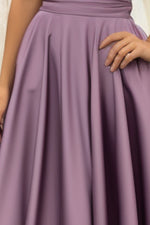 Load image into Gallery viewer, Purple Strapless Satin Prom Dress