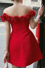 Load image into Gallery viewer, Off the Shoulder Flower Party Dress