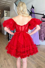 Load image into Gallery viewer, Tulle Homecoming Dress with Sleeves