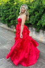 Load image into Gallery viewer, A-Line Cute Red Prom Dress with Flowers