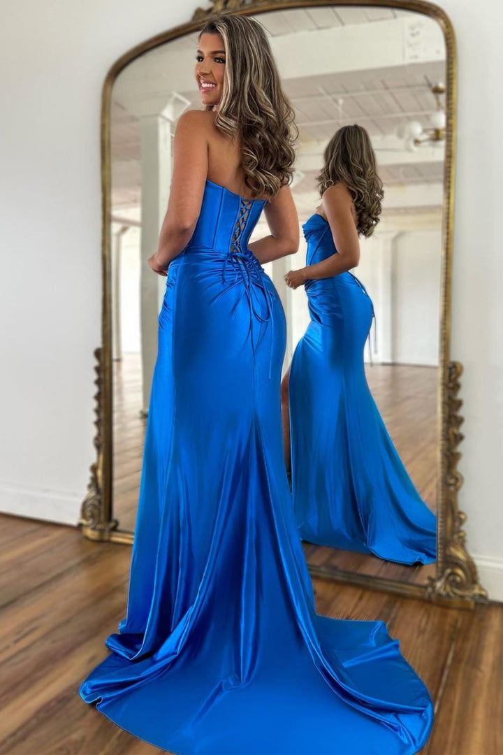 Corset Bodice Royal Blue Prom Dress