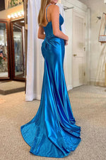 Load image into Gallery viewer, Stretch Satin Prom Gown with High Slit