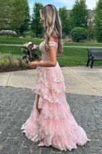 Load image into Gallery viewer, Sheer Corset Bodice Ruffle Prom Dress