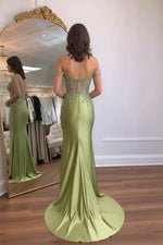 Load image into Gallery viewer, Off the Shoulder Corset Slit Prom Dress