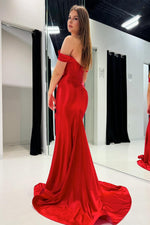 Load image into Gallery viewer, Red Corset Prom Dress with Slit