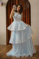 Load image into Gallery viewer, One Shoulder Tiered Corset Senior Prom Dress