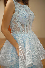 Load image into Gallery viewer, One Shoulder Tiered Corset Senior Prom Dress
