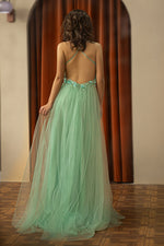Load image into Gallery viewer, Backless Beaded Slit Prom Dress
