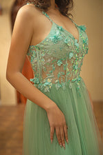 Load image into Gallery viewer, Backless Beaded Slit Prom Dress