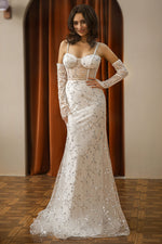 Load image into Gallery viewer, White Lace Vintage Prom Dress