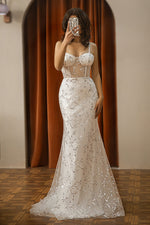 Load image into Gallery viewer, White Lace Vintage Prom Dress