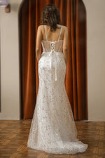 Load image into Gallery viewer, White Lace Vintage Prom Dress
