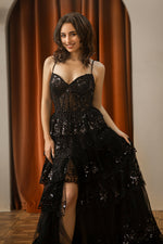 Load image into Gallery viewer, Ruffle Sheer Corset Bodice Prom Dress
