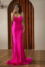 Load image into Gallery viewer, Fitted Pink Open Back Prom Dress