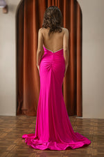 Load image into Gallery viewer, Fitted Pink Open Back Prom Dress
